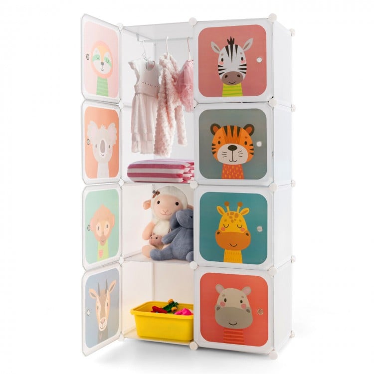 8-Cube Kids Wardrobe Closet with Clothes Hanging Section and Doors - Gallery View 1 of 10