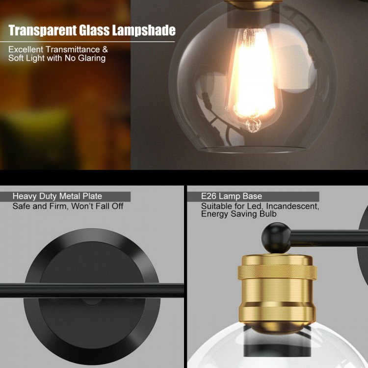Modern 3-light bubbled glass vanity light featuring a heavy-duty metal plate and E26 lamp base, ideal for stylish.