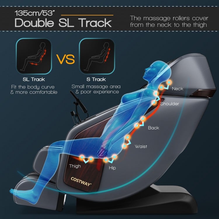 3D SL Track massage chair in black, showcasing its ergonomic design and features for full body relaxation and comfort.