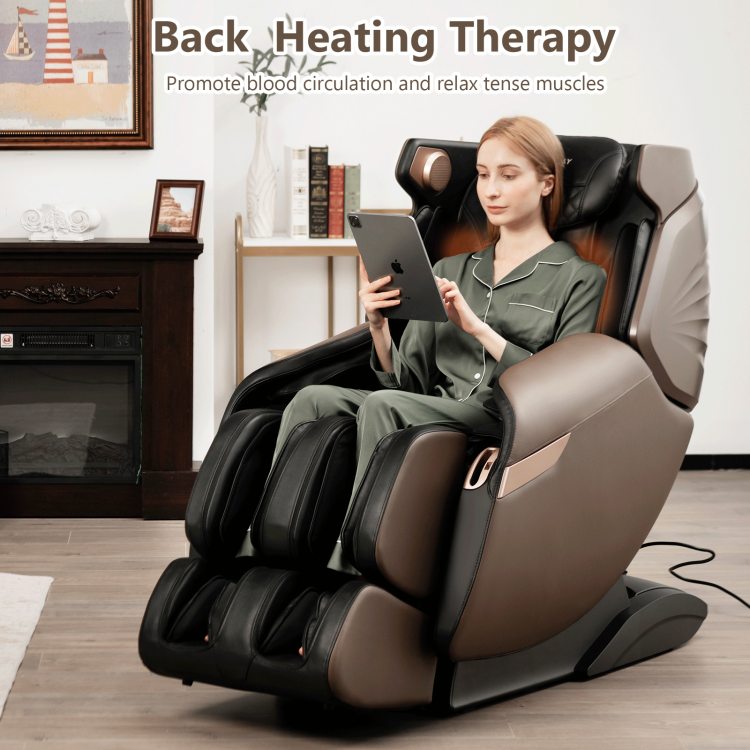 3D SL-Track Electric Full Body Zero Gravity Shiatsu Massage Chair with Heat Roller-BrownCostway Gallery View 2 of 10