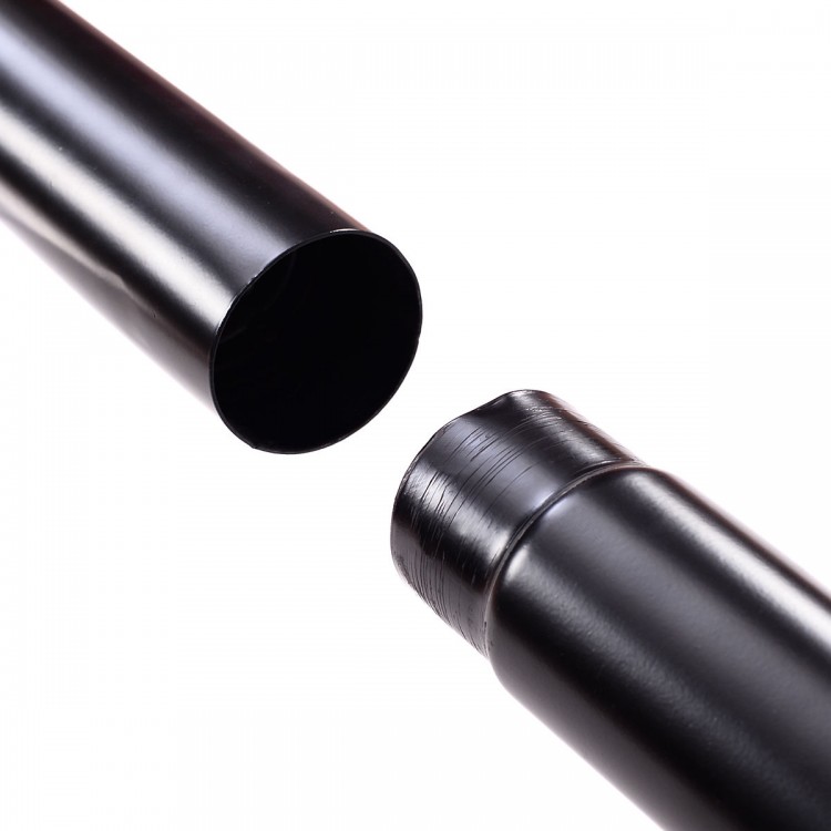 Close-up of the metal coat rack's black powder-coated steel connection, showcasing its sturdy construction and elegant.