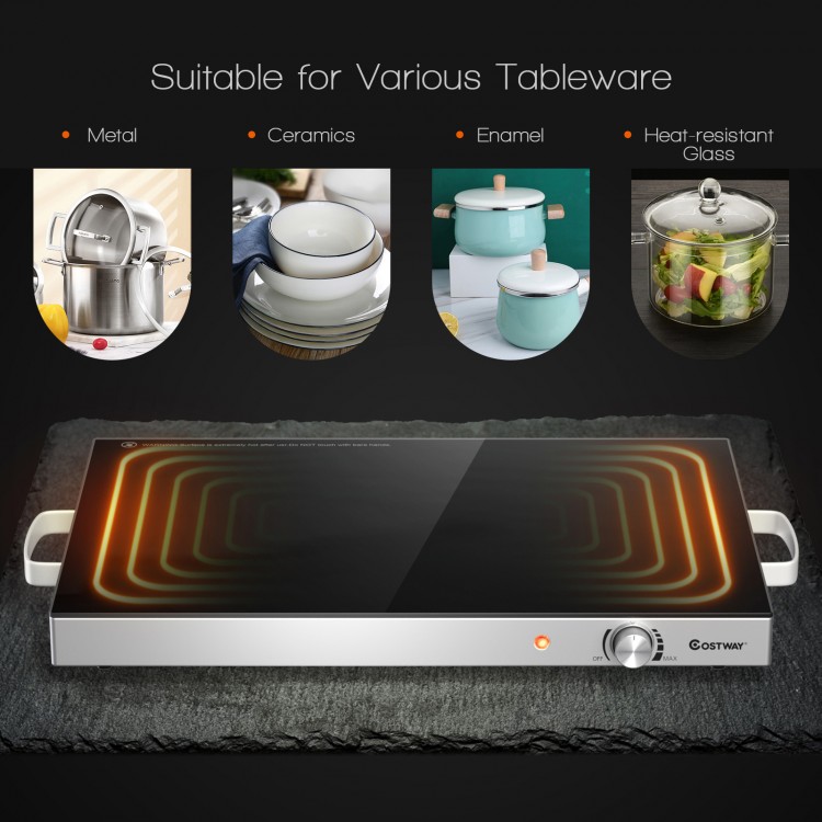 22 x 14 Inch Electric Warming Tray Hot Plate Dish Warmer with Adjustable Temperature - Gallery View 7 of 8