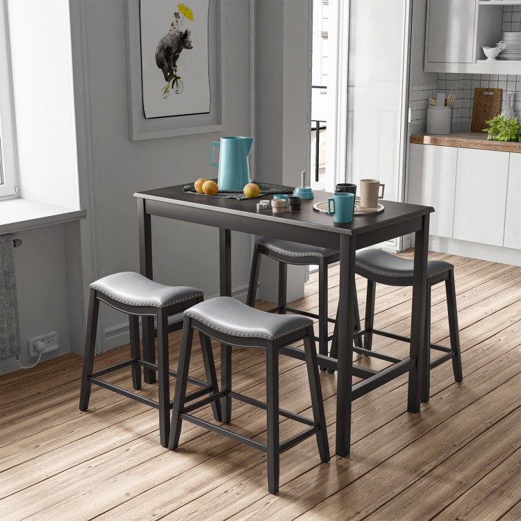 5-piece dining set featuring a bar table and 4 upholstered stools, perfect for modern dining in kitchens or bistros.