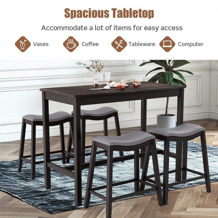 5-piece dining set featuring a spacious tabletop and 4 upholstered stools, perfect for dining rooms and kitchens.