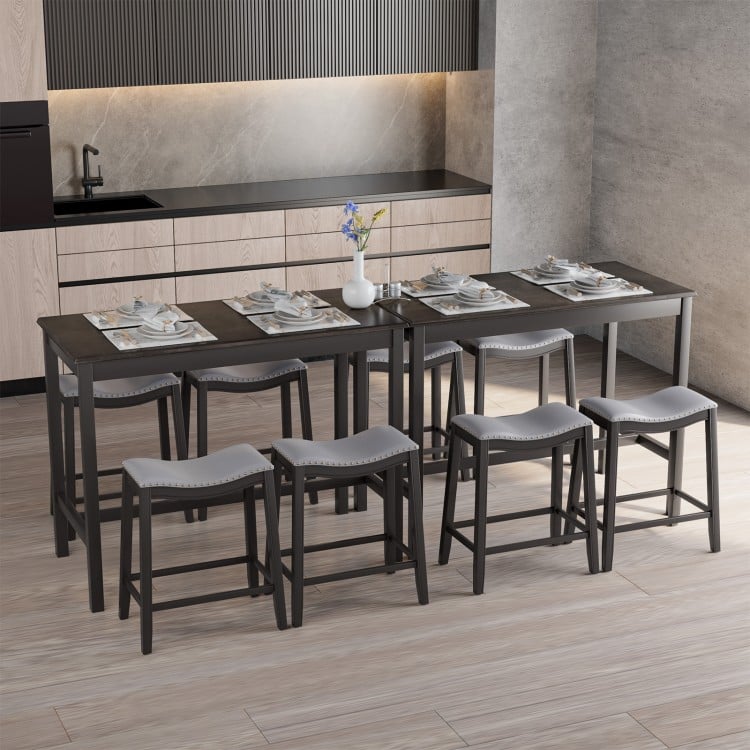 5-piece dining set featuring a spacious table and 4 upholstered stools, perfect for dining rooms and kitchens.