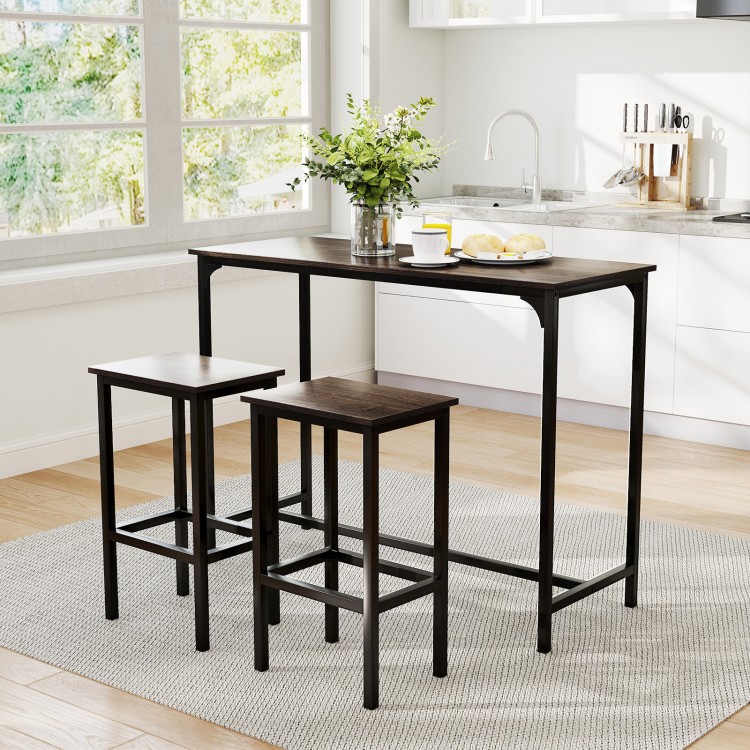 Counter-height dining table with 2 bar stools in gray, perfect for small spaces and versatile use in dining or.