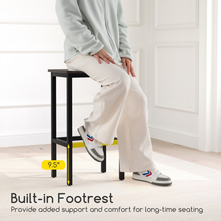 Counter-height bar stool with built-in footrest, gray finish, designed for comfort and space-saving in dining areas.