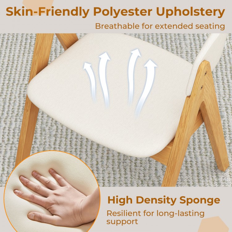 Set of 2 soft padded accent armchairs in natural and beige, featuring breathable upholstery and high-density sponge for.