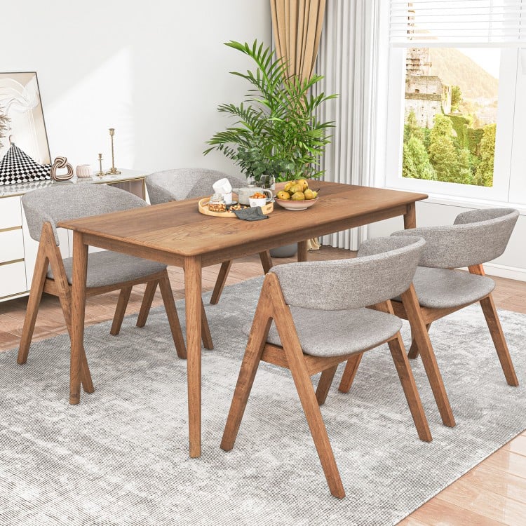 Set of 2 walnut and grey accent armchairs with curved backrests, perfect for dining rooms or kitchens.
