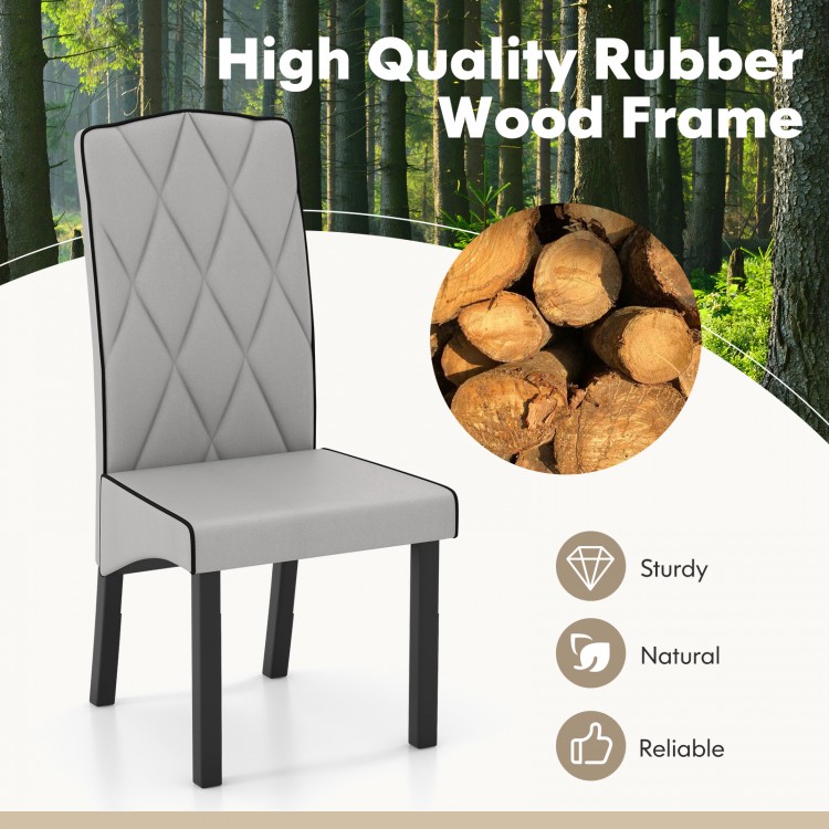 Light gray modern dining chair with high backrest, sturdy rubber wood frame, and high-density sponge cushion for.