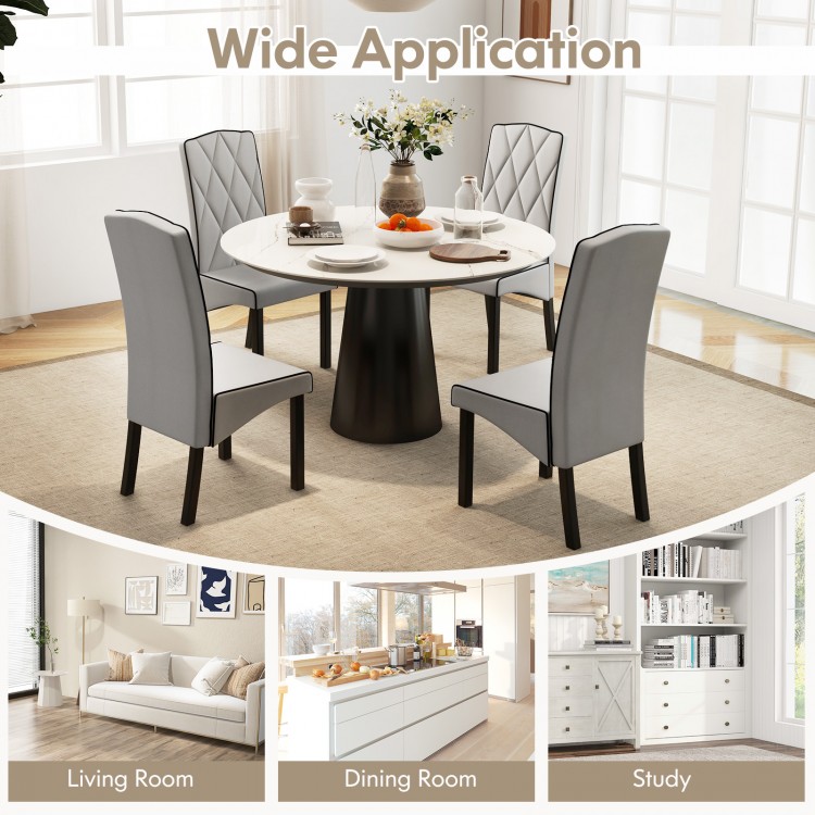 Light gray modern dining chair with high backrest and sponge cushion, ideal for living room or study settings.
