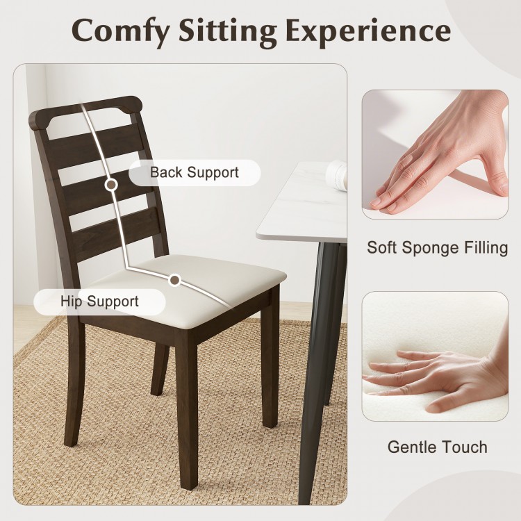 Wooden dining chair with walnut finish, featuring back and hip support, soft sponge filling for comfort, ideal for.