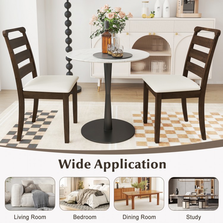 Walnut dining chair set of 2 with padded seats and ladder backs, perfect for dining rooms and elegant home decor.