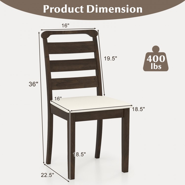 Walnut wooden dining chair with a padded seat, featuring a high backrest and sturdy design, supports up to 400 lbs.