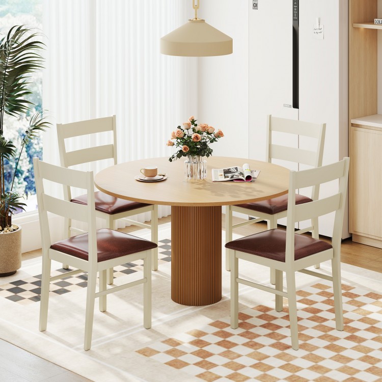 Wooden dining chair set of 2 with PU leather upholstery, featuring a stylish design for home or restaurant use.