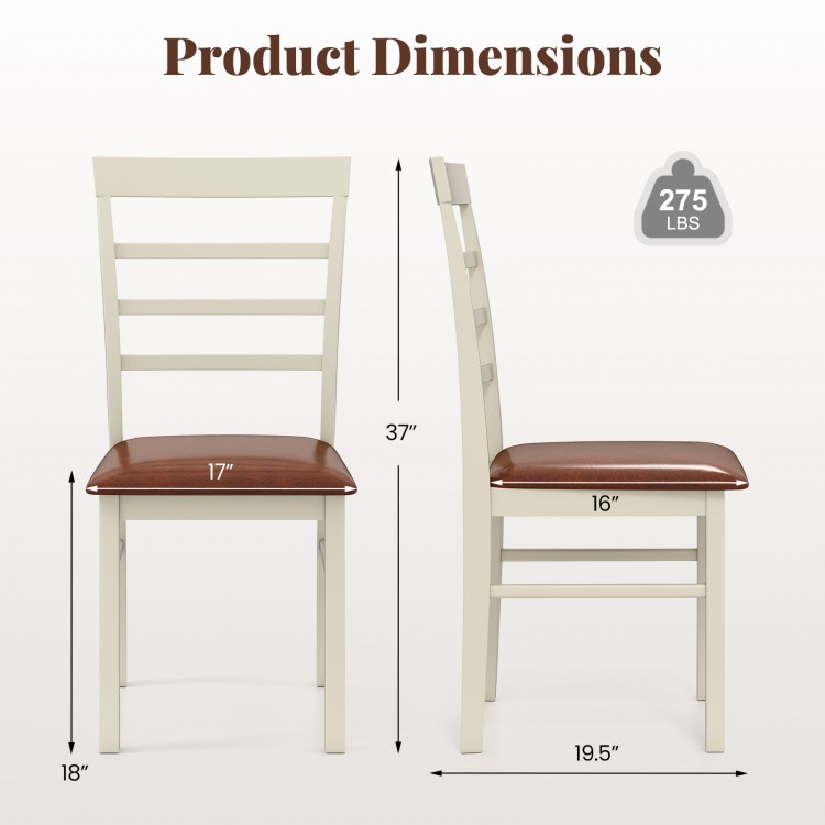 Dimensions of the PU leather upholstered armless dining chair, featuring a sturdy rubber wood frame and comfortable.
