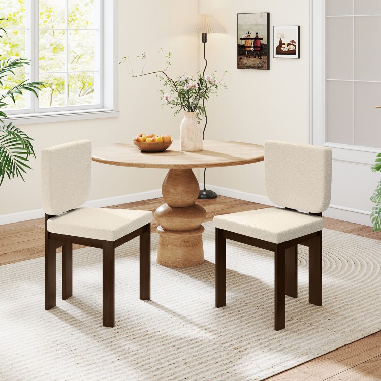 Wooden dining chair set of 2 with rubber wood legs and plush sherpa fabric, perfect for home or office use.