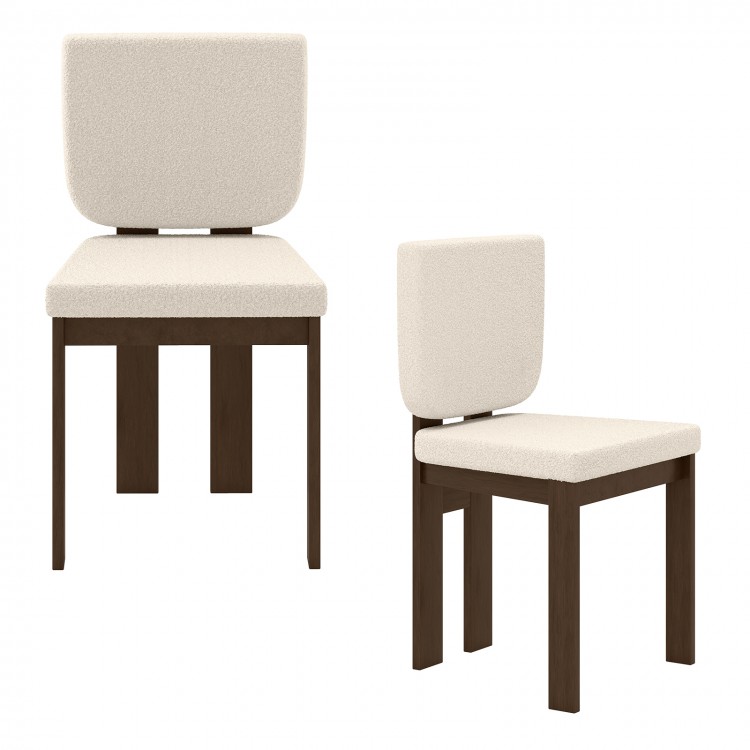 Wooden dining chair set of 2 with rubber wood legs and plush sherpa fabric, perfect for home office or living room use.