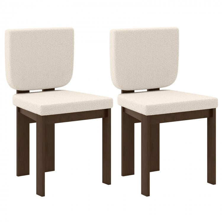 Set of 2 wooden dining chairs with rubber wood legs, covered in plush sherpa fabric for cozy seating in any room.