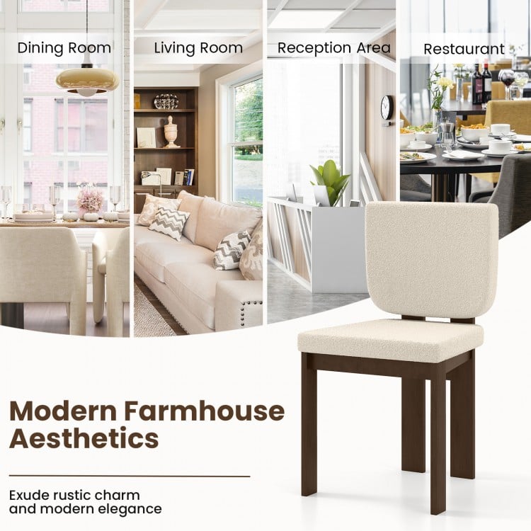 Wooden dining chair set of 2 with rubber wood legs, covered in plush sherpa fabric for cozy comfort in any setting.
