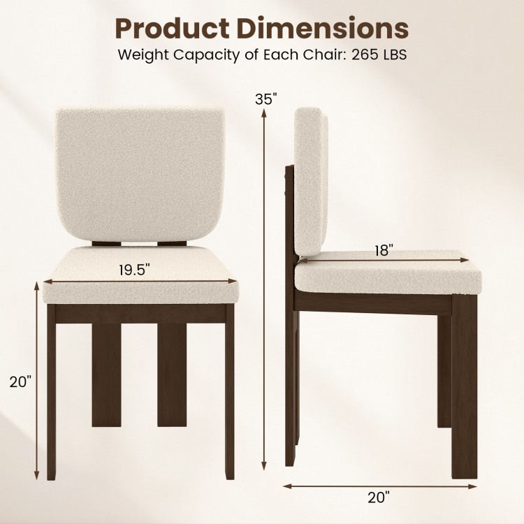 Wooden dining chair dimensions with rubber wood legs, featuring plush sherpa fabric for comfort and a retro design.