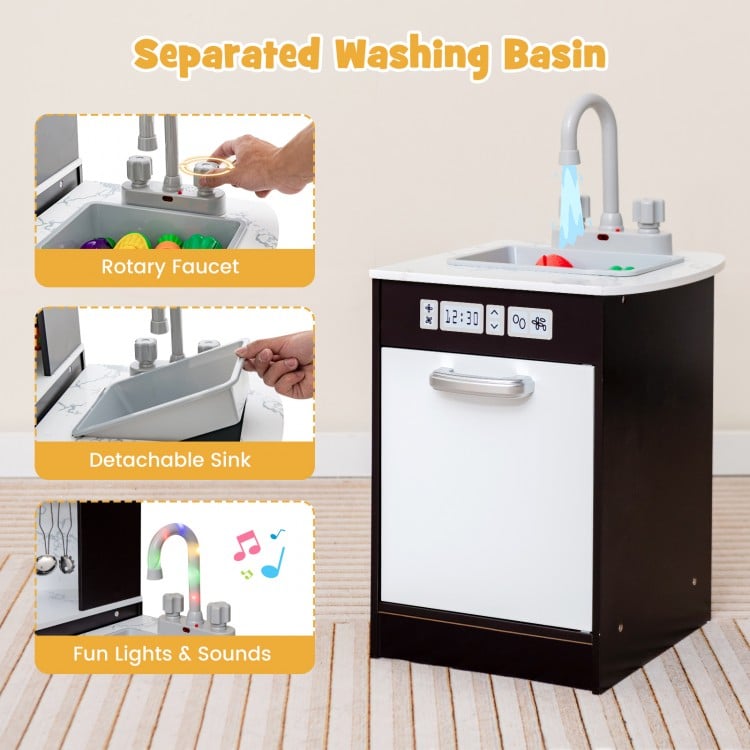 Separated washing basin with rotary faucet from the Kids Corner pretend kitchen playset, ideal for toddlers aged 3+.