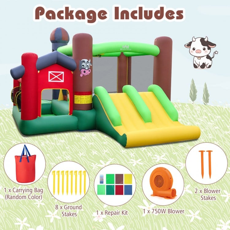 Kids Castle Slide Bouncer with dual slides, 750W blower, and durable PVC surfaces for outdoor fun and entertainment.