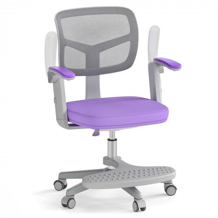 Purple kids desk chair showcasing a padded seat and mesh backrest for enhanced comfort and support during study.