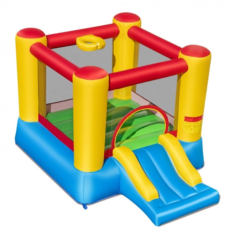 Kids inflatable bounce house with slide, made of durable PVC-coated Oxford, perfect for indoor or outdoor fun.
