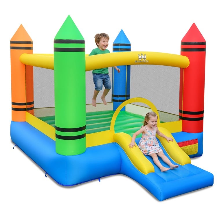 Kids inflatable bounce house with slide, made of durable oxford cloth, perfect for outdoor fun and safe play.