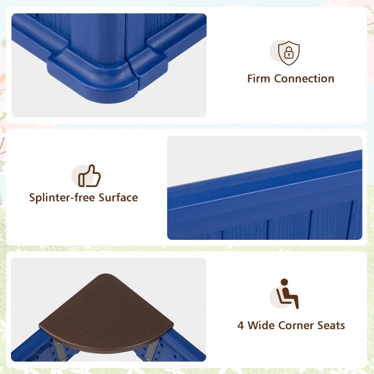 Close-up of the kids outdoor sandbox's splinter-free surface and firm connection, ensuring safe and sturdy play.