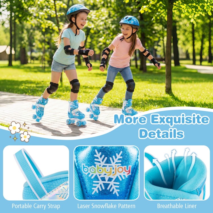Kids roller skates in navy with light-up wheels, adjustable sizes, and breathable liner for comfort and safety.