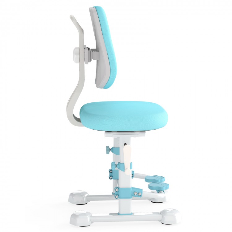 Kids study chair in blue with adjustable backrest and footrest, designed for comfort and proper posture during study.