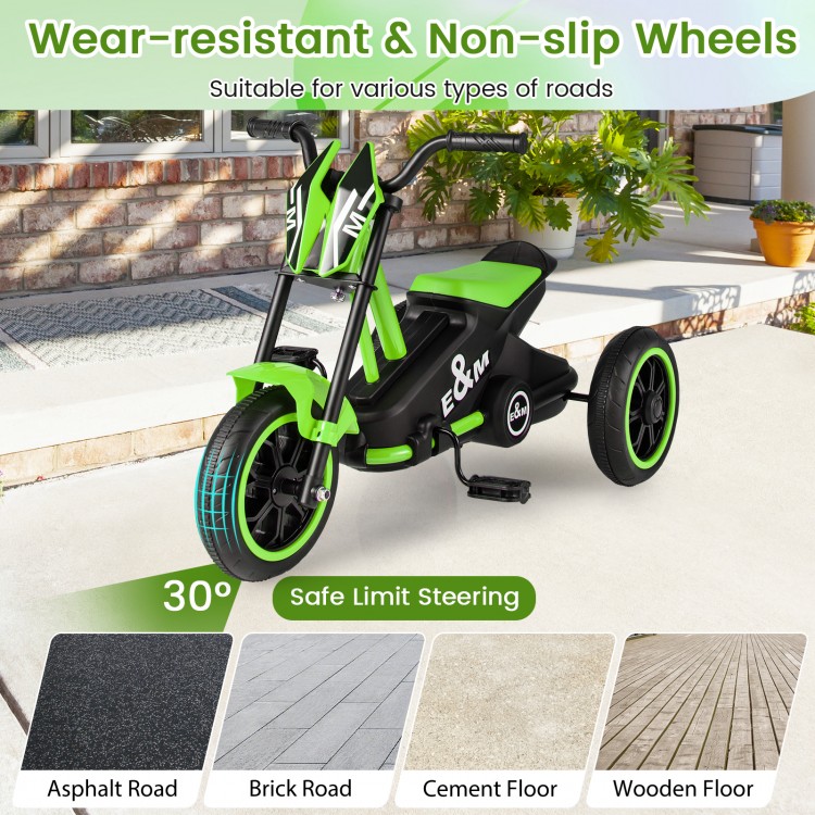 Kids tricycle with wear-resistant non-slip wheels, suitable for various surfaces, featuring a stable design and safe.