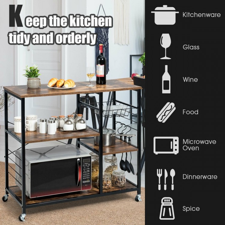 Rolling industrial kitchen baker’s storage shelf with a premium engineered wood finish and spacious design for.