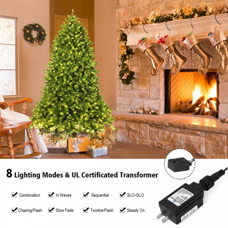Premium 5 ft artificial fir Christmas tree with 450 LED lights and 8 lighting modes, perfect for festive home.