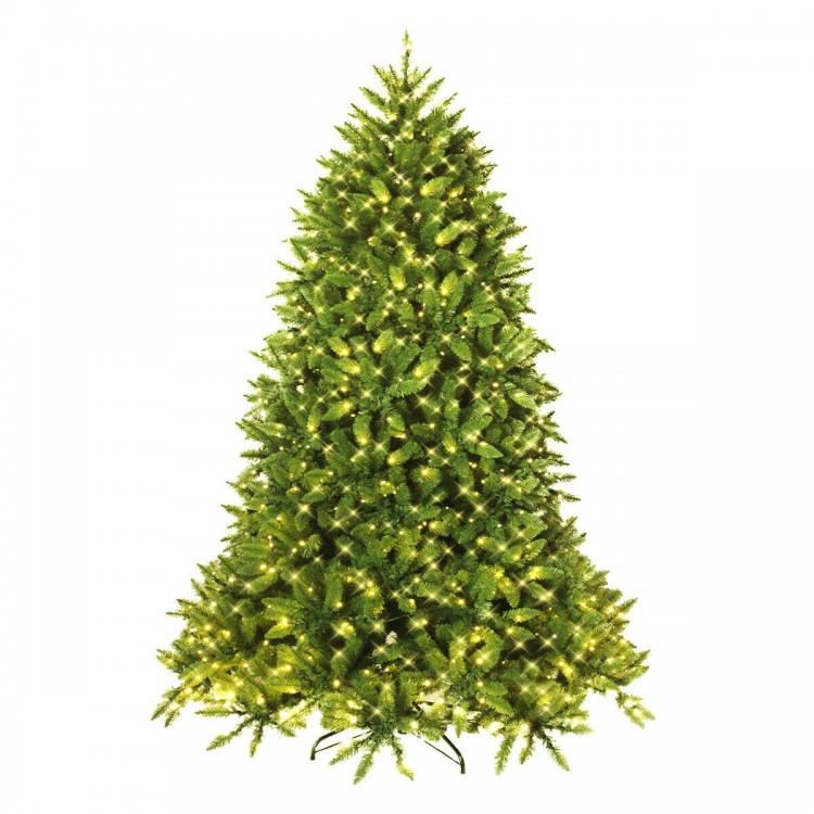 Premium 5 ft hinged artificial fir Christmas tree with LED lights, featuring a full appearance and easy assembly for.