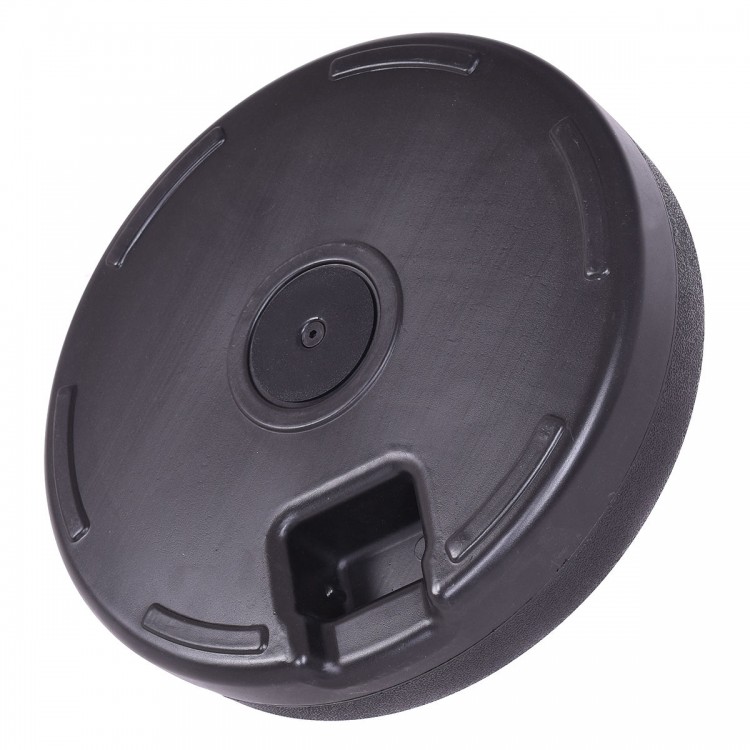 Top view of the 20-inch round water-filled umbrella base, featuring a sturdy design in weather-resistant HDPE for.