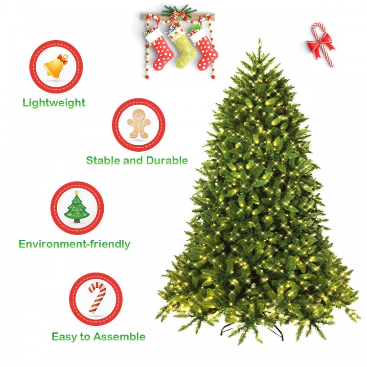 Premium 5 ft artificial fir Christmas tree with a foldable base and hinged sections for easy storage and assembly.