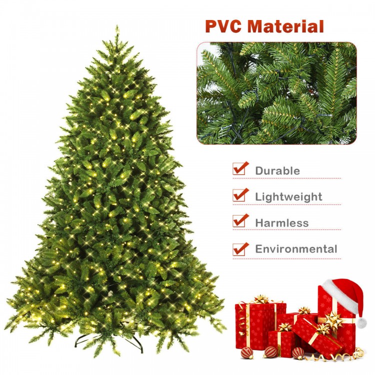 Premium 5 ft hinged artificial fir Christmas tree with LED lights, made of durable PVC material for easy assembly and.