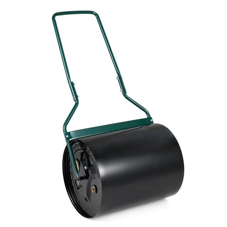 Lawn roller with a 12-gallon capacity, designed for filling with water or sand for effective garden leveling.