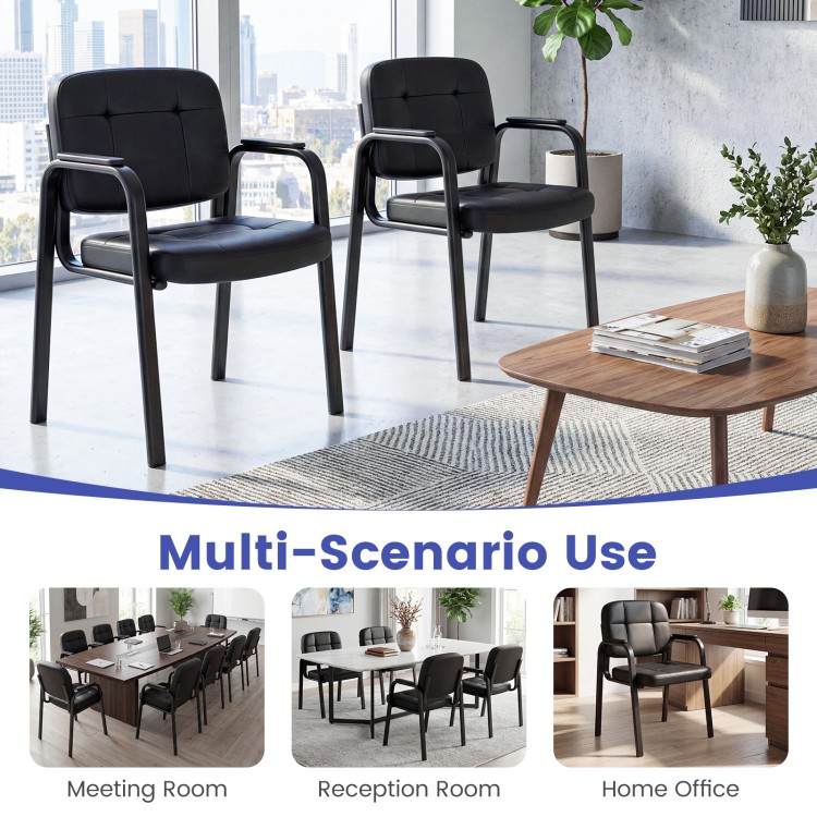 Set of 2 leather office reception chairs with cushioned seats and ergonomic backrests, perfect for meeting rooms and.