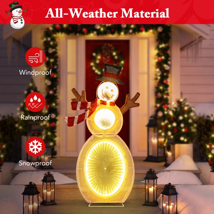 Lighted 2.6 feet snowman with 105 LED lights, all-weather material, perfect for outdoor holiday decoration.