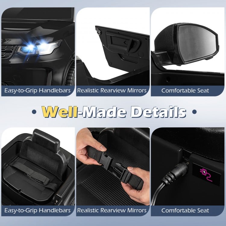 12V Kids Electric Car Licensed Land Rover with LED Lights, Music and Safety Belt - Gallery View 11 of 11