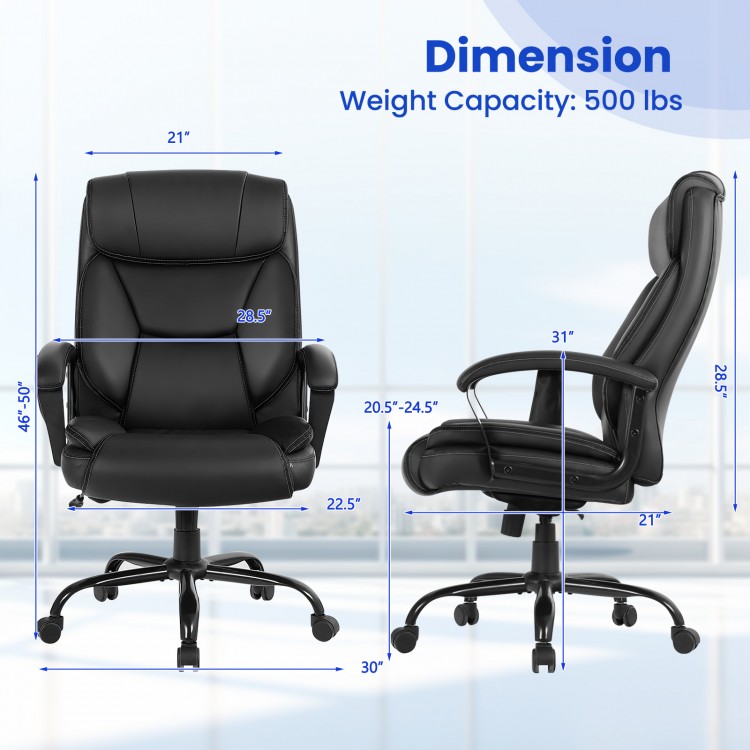Massage Executive Office Chair in black with ergonomic design, 6 vibrating points, and 500 lbs weight capacity.