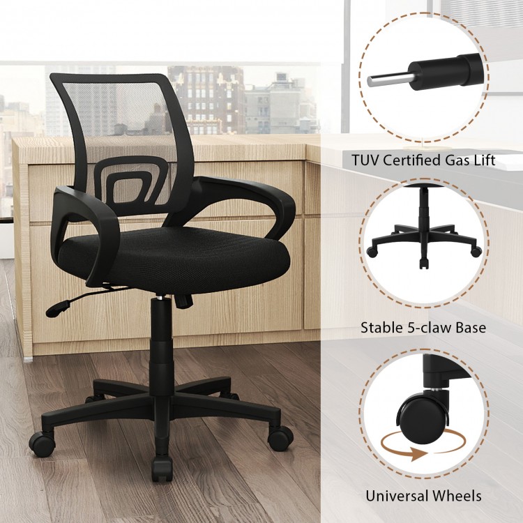 Mid-back ergonomic office chair with breathable mesh, lumbar support, and adjustable height for optimal comfort in any.