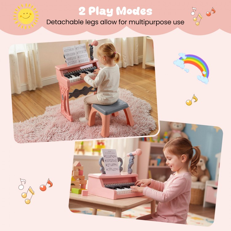 Mini Keyboard Piano for Kids 25 Keys Electric Piano with Stool for Toddlers 3+ Years Old - Gallery View 9 of 12