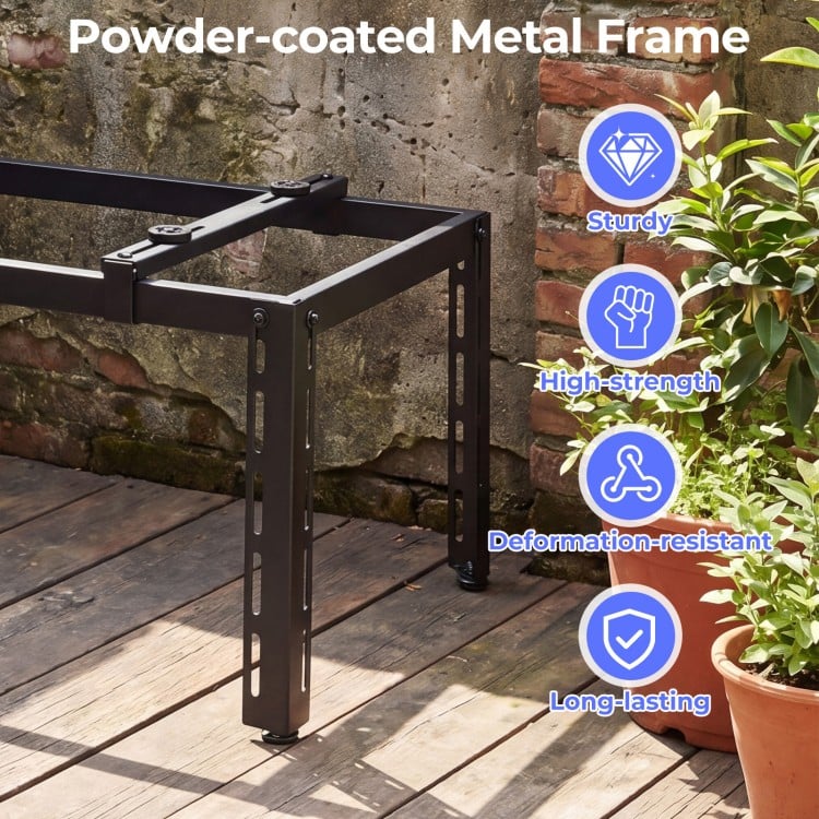 Adjustable black metal frame for mini split air conditioners, featuring sturdy construction and anti-vibration pads for.