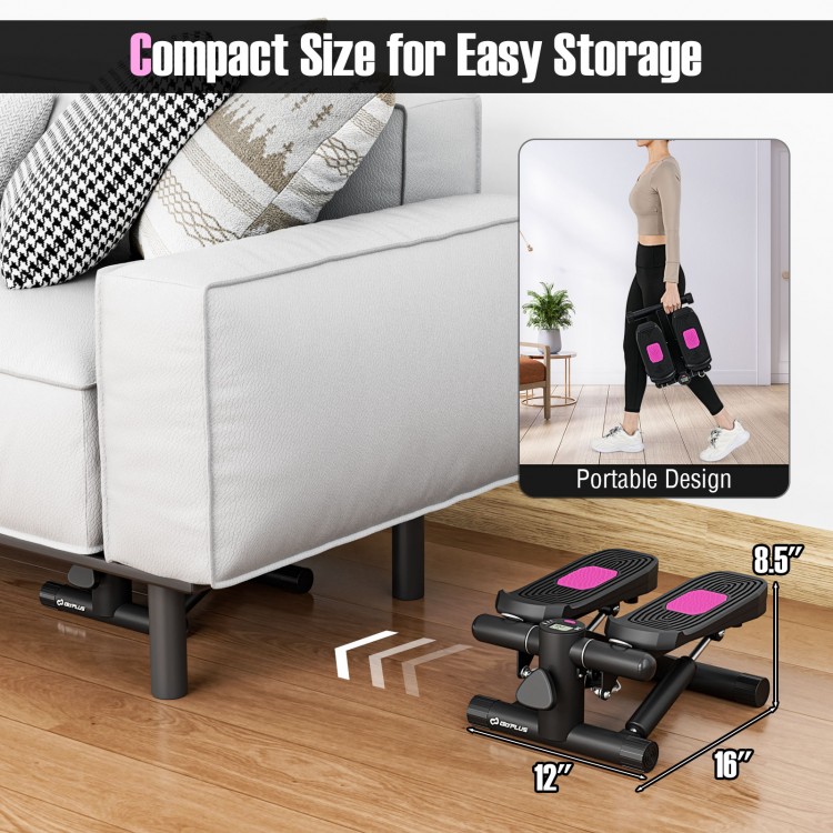 Mini stepper with compact design and portable size, ideal for easy storage and transport during home workouts.