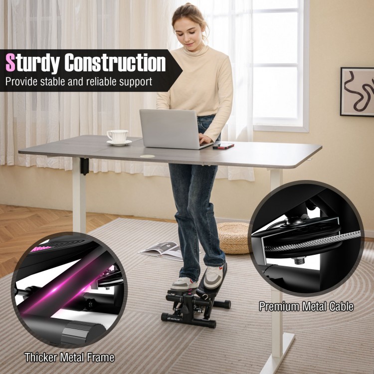 Mini stepper with adjustable height and resistance bands, featuring sturdy construction for a stable workout at home.